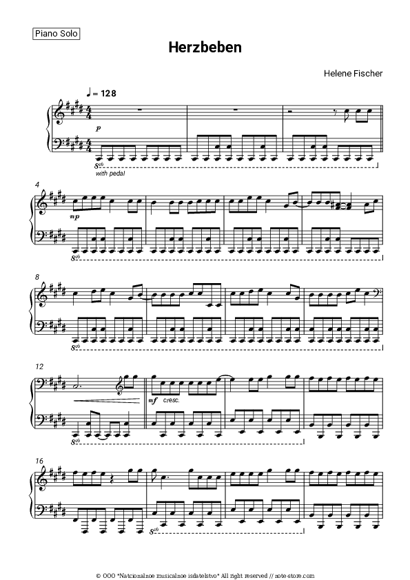 Herzbeben - Helene Fischer Piano Sheet Music - Piano.Solo