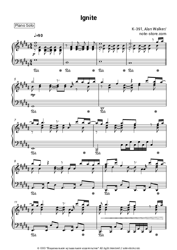 Ignite - K-391, Alan Walker Piano Sheet Music - Piano.Solo