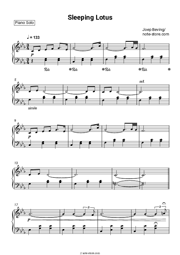 Sleeping Lotus - Joep Beving Piano Sheet Music - Piano.Solo