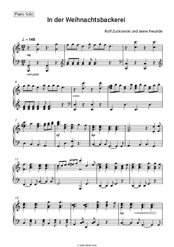 In der Weihnachtsbackerei - Rolf Zuckowski und seine Freunde Piano Sheet Music - Piano.Solo