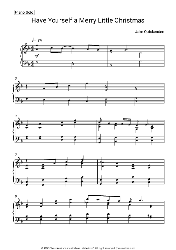 Have Yourself a Merry Little Christmas - Jake Quickenden Piano Sheet Music - Piano.Solo