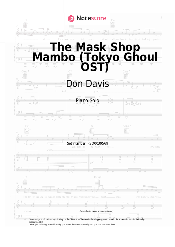 The Mask Shop Mambo (Tokyo Ghoul OST) - Don Davis Piano Sheet Music - Piano.Solo