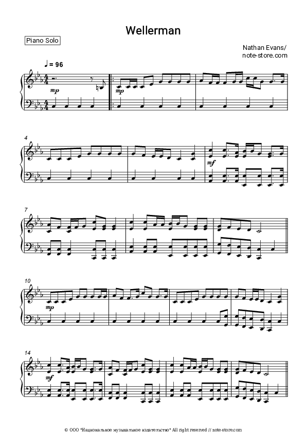 Wellerman (Sea Shanty) - Nathan Evans Piano Sheet Music - Piano.Solo