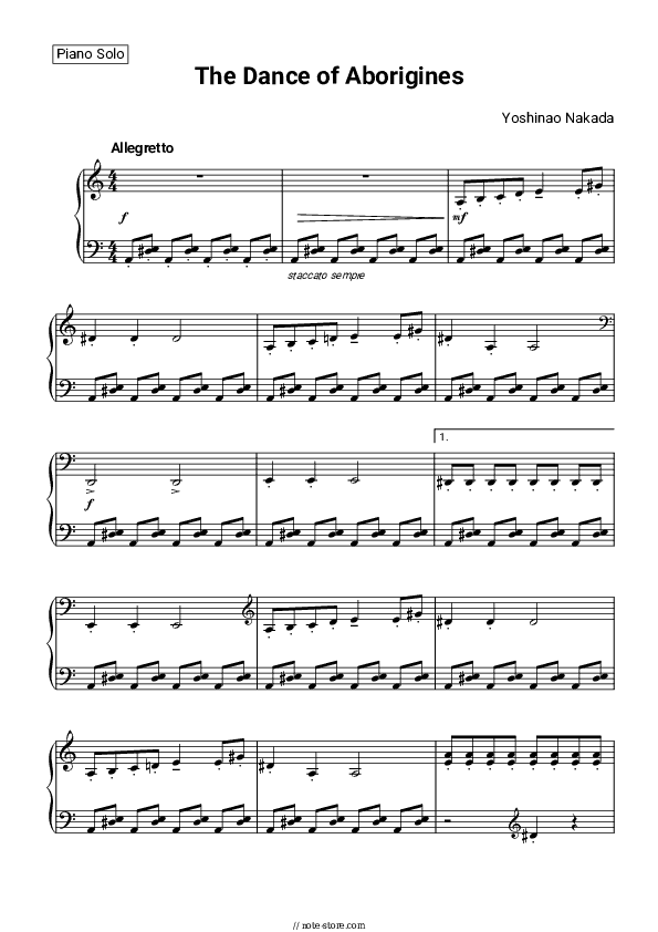 The Dance of Aborigines - Yoshinao Nakada Piano Sheet Music - Piano.Solo