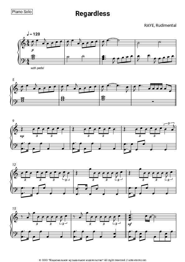 Regardless - Raye, Rudimental Piano Sheet Music - Piano.Solo