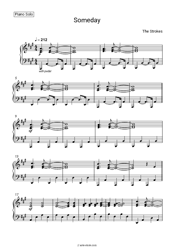 Someday - The Strokes Piano Sheet Music - Piano.Solo