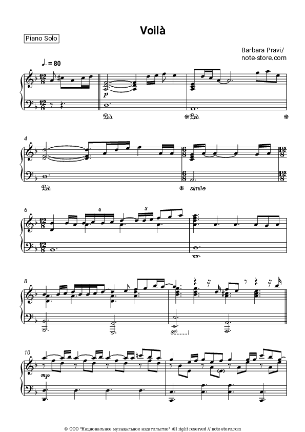 Voila - Barbara Pravi Piano Sheet Music - Piano.Solo