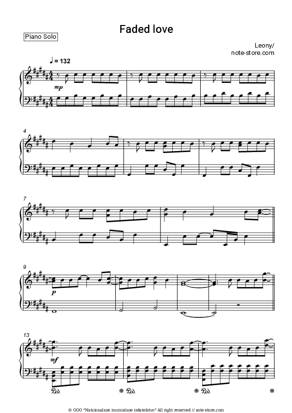 Faded Love - Leony Piano Sheet Music - Piano.Solo