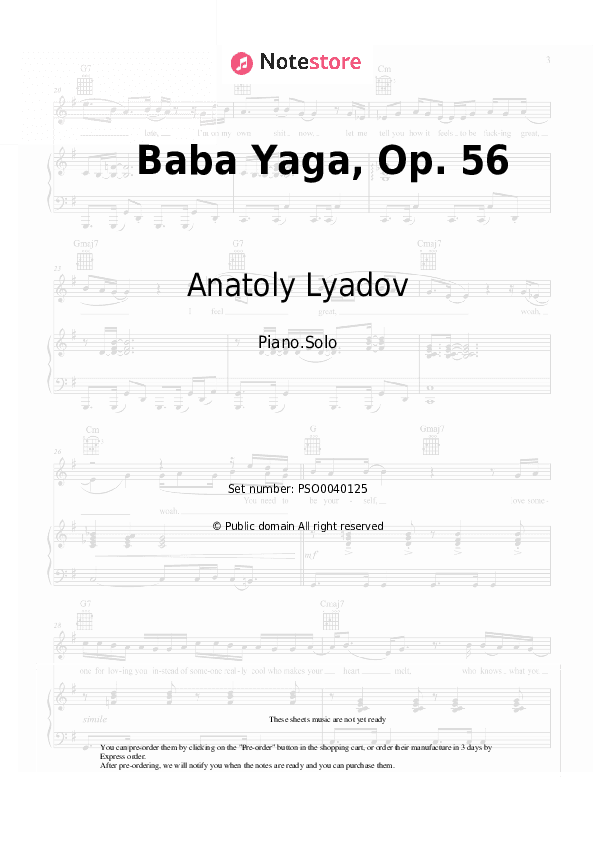 Baba Yaga, Op. 56 - Anatoly Lyadov Piano Sheet Music - Piano.Solo