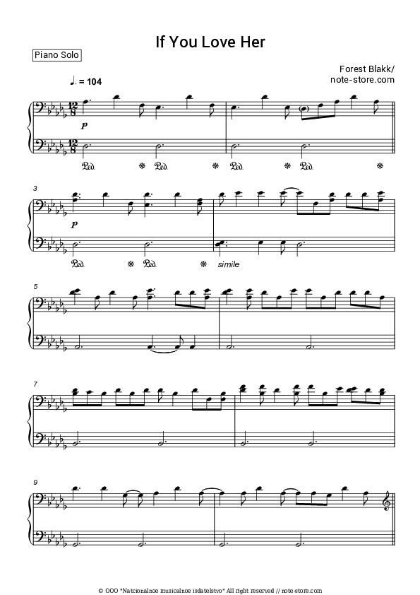 If You Love Her - Forest Blakk Piano Sheet Music - Piano.Solo