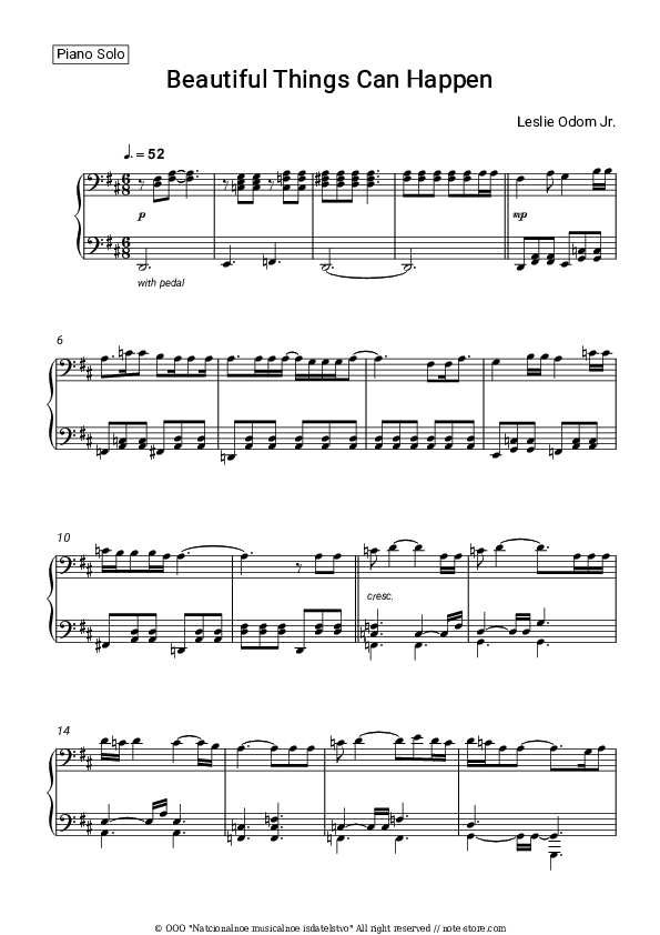 Beautiful Things Can Happen - Leslie Odom Jr. Piano Sheet Music - Piano.Solo