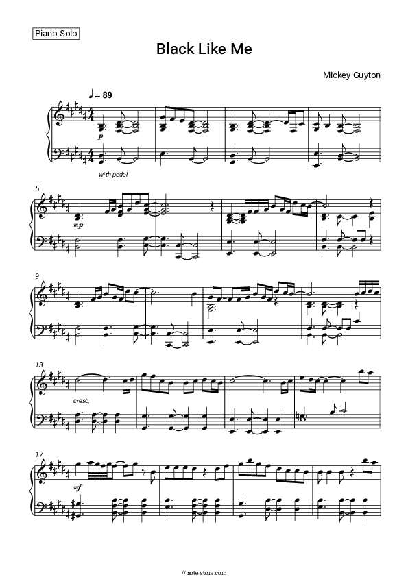 Black Like Me - Mickey Guyton Piano Sheet Music - Piano.Solo