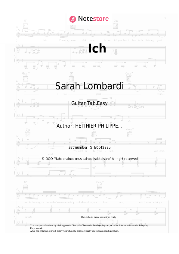 Ich - Sarah Lombardi Tabs Easy - Guitar.Tab.Easy