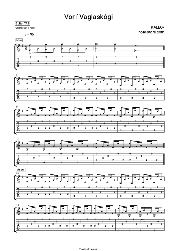Vor í Vaglaskógi - Kaleo Tabs - Guitar.Tabs