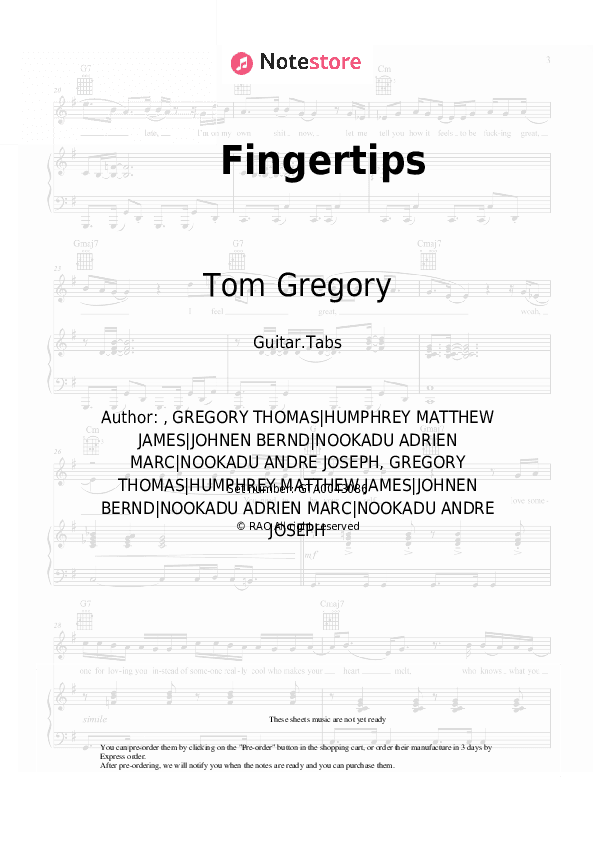 Fingertips - Tom Gregory Tabs - Guitar.Tabs