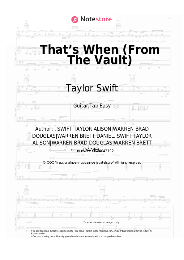 That’s When (From The Vault) - Taylor Swift, Keith Urban Tabs Easy - Guitar.Tab.Easy