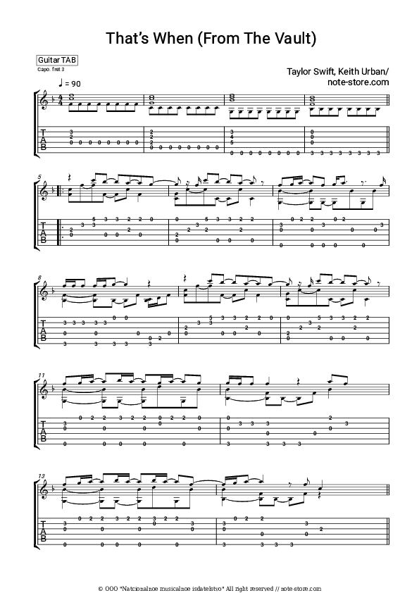That’s When (From The Vault) - Taylor Swift, Keith Urban Tabs - Guitar.Tabs