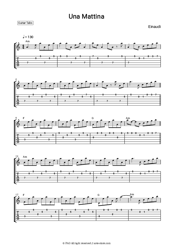 Una Mattina - Ludovico Einaudi Tabs - Guitar.Tabs