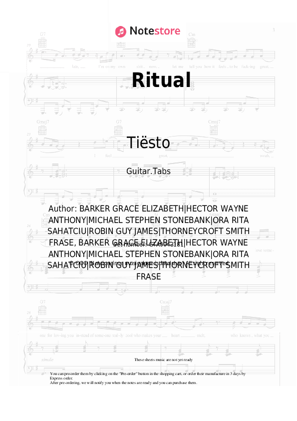 Ritual - Tiësto, Jonas Blue, Rita Ora Tabs - Guitar.Tabs