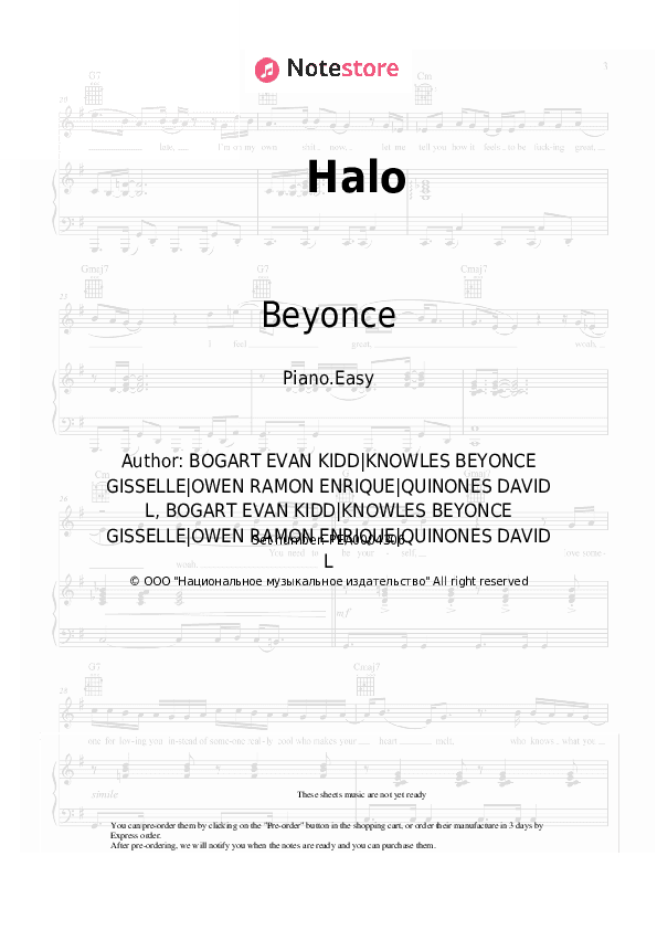 Halo - Beyonce Piano Sheet Music Easy - Piano.Easy