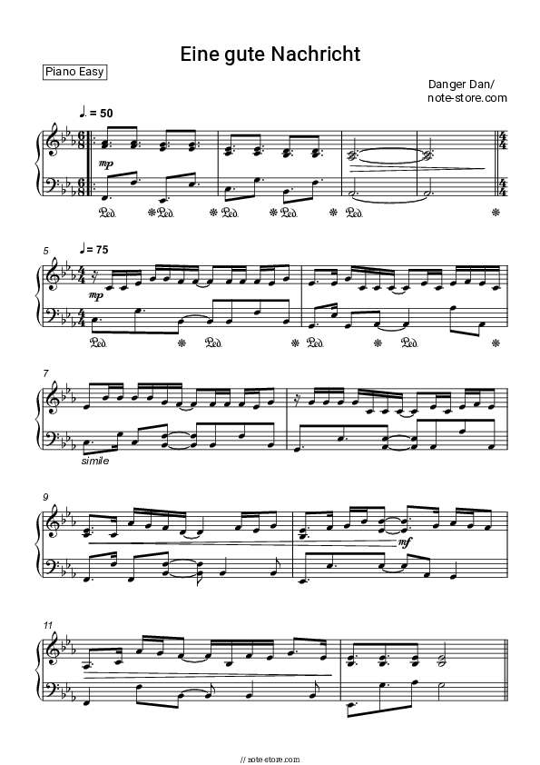 Eine gute Nachricht - Danger Dan, Antilopen Gang Piano Sheet Music Easy - Piano.Easy