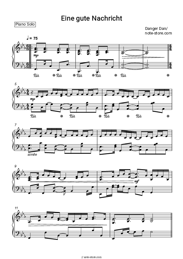 Eine gute Nachricht - Danger Dan, Antilopen Gang Piano Sheet Music - Piano.Solo