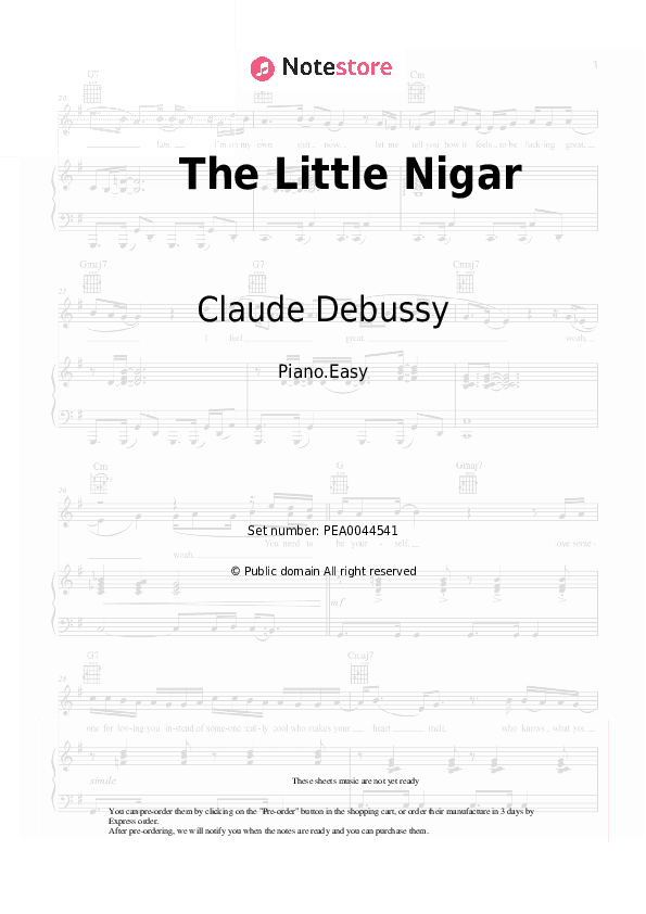 The Little Nigar - Claude Debussy Piano Sheet Music Easy - Piano.Easy