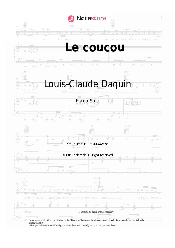 Le coucou - Louis-Claude Daquin Piano Sheet Music - Piano.Solo