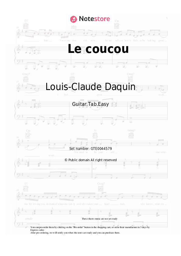 Le coucou - Louis-Claude Daquin Tabs Easy - Guitar.Tab.Easy