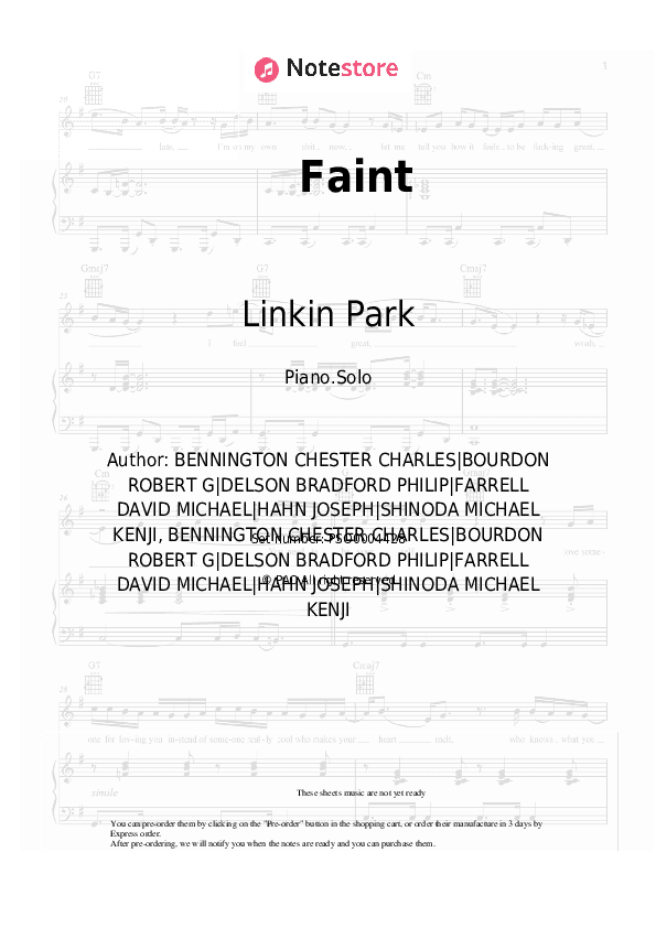 Faint - Linkin Park Piano Sheet Music - Piano.Solo
