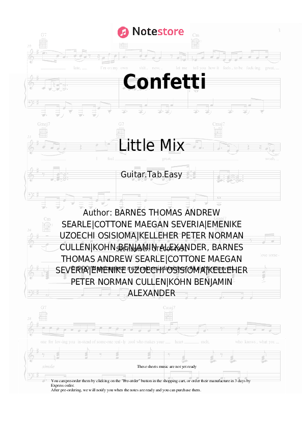 Confetti - Little Mix, Saweetie Tabs Easy - Guitar.Tab.Easy