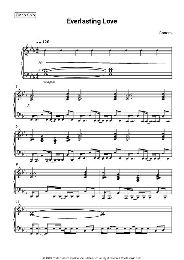 Everlasting Love - Sandra Piano Sheet Music - Piano.Solo