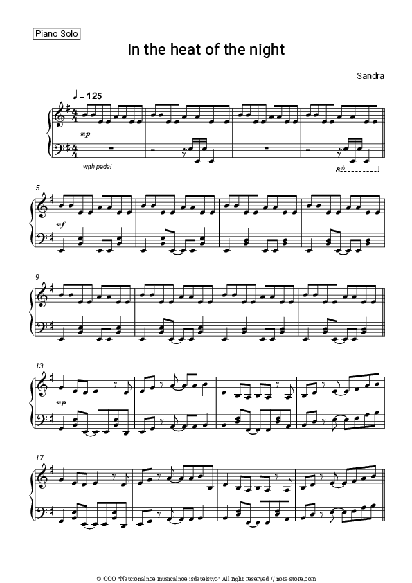 Innocent Love - Sandra Piano Sheet Music - Piano.Solo