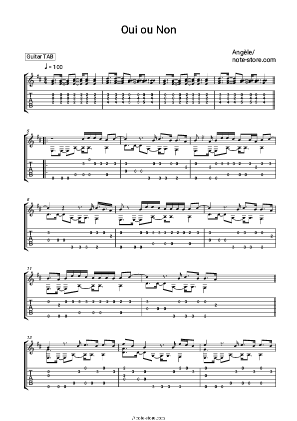 Oui ou Non - Angèle Tabs - Guitar.Tabs