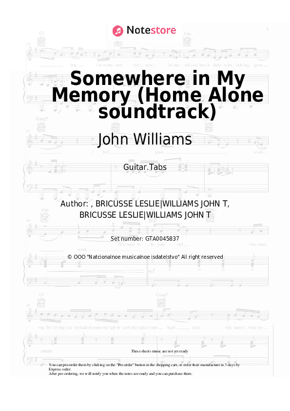Somewhere in My Memory (Home Alone soundtrack) - John Williams Tabs - Guitar.Tabs