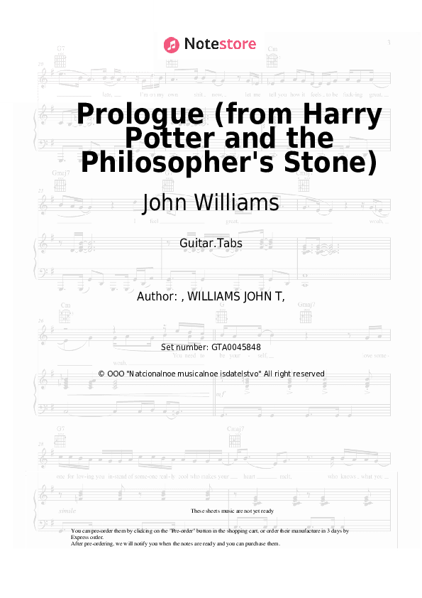 Prologue (from Harry Potter and the Philosopher's Stone) - John Williams Tabs - Guitar.Tabs