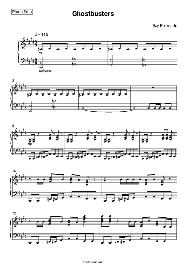 Ghostbusters (from the movie 'Ghostbusters') - Ray Parker Jr. Piano Sheet Music - Piano.Solo