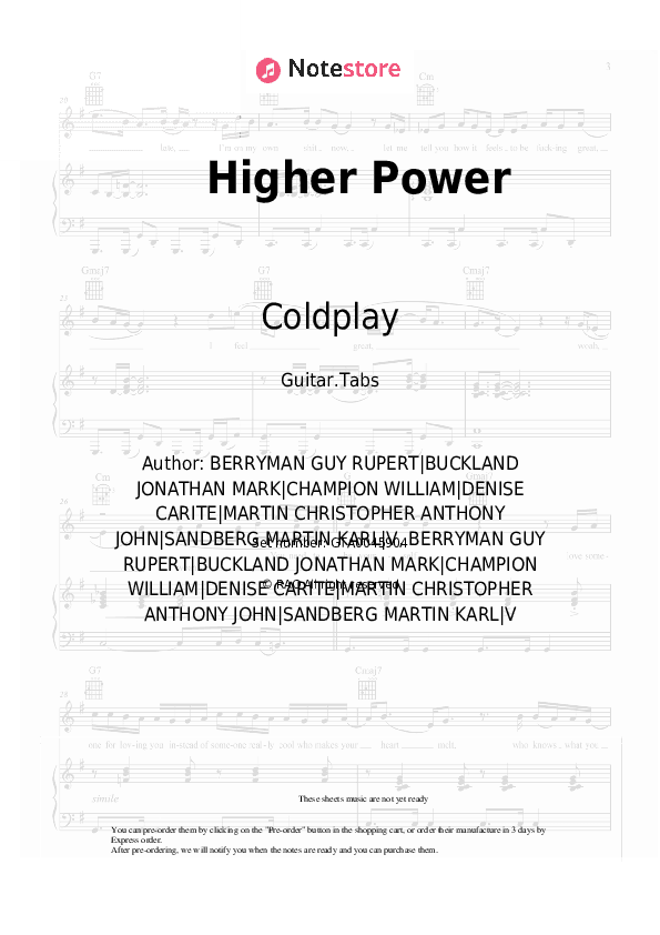 Higher Power - Coldplay Tabs - Guitar.Tabs