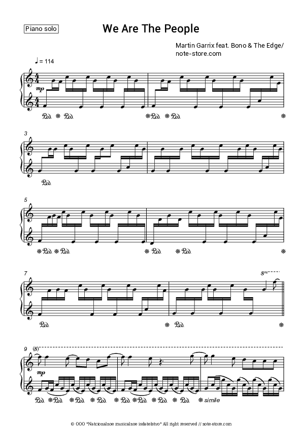 We Are the People - Martin Garrix, Bono, The Edge Piano Sheet Music - Piano.Solo