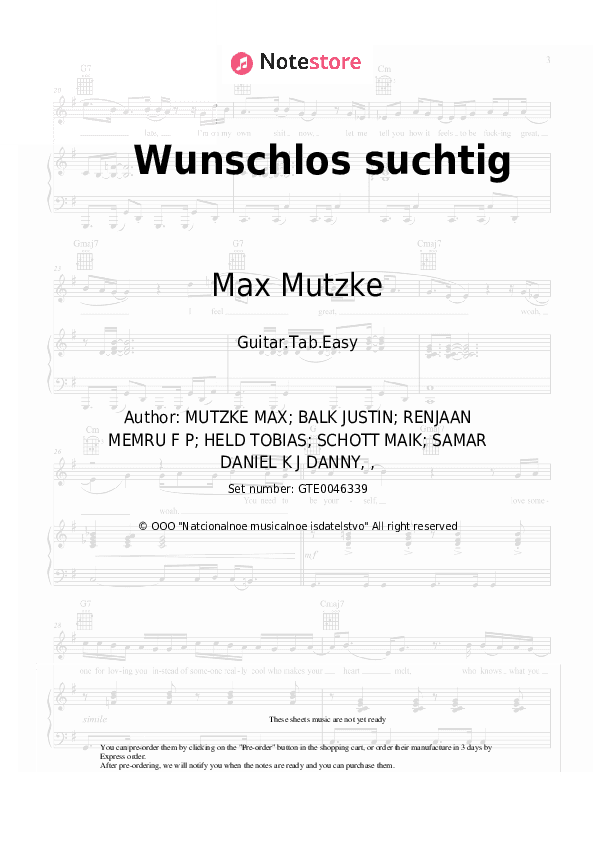 Wunschlos suchtig - Max Mutzke Tabs Easy - Guitar.Tab.Easy