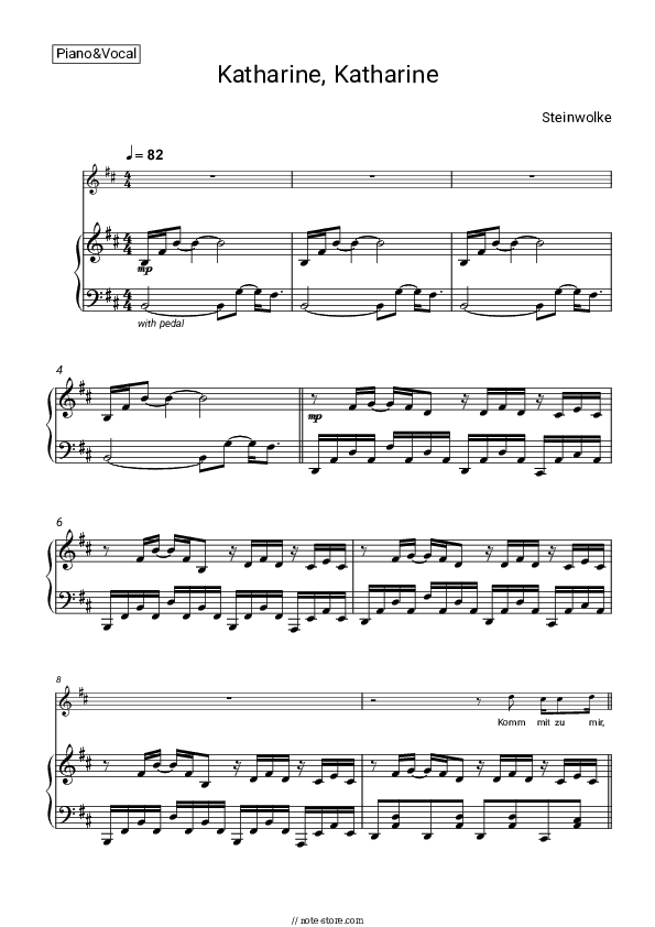 Katharine katharine - Steinwolke Piano Sheet Music with the Voice part - Piano&Vocal