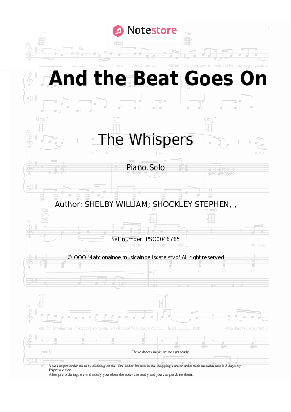 And the Beat Goes On - The Whispers Piano Sheet Music - Piano.Solo