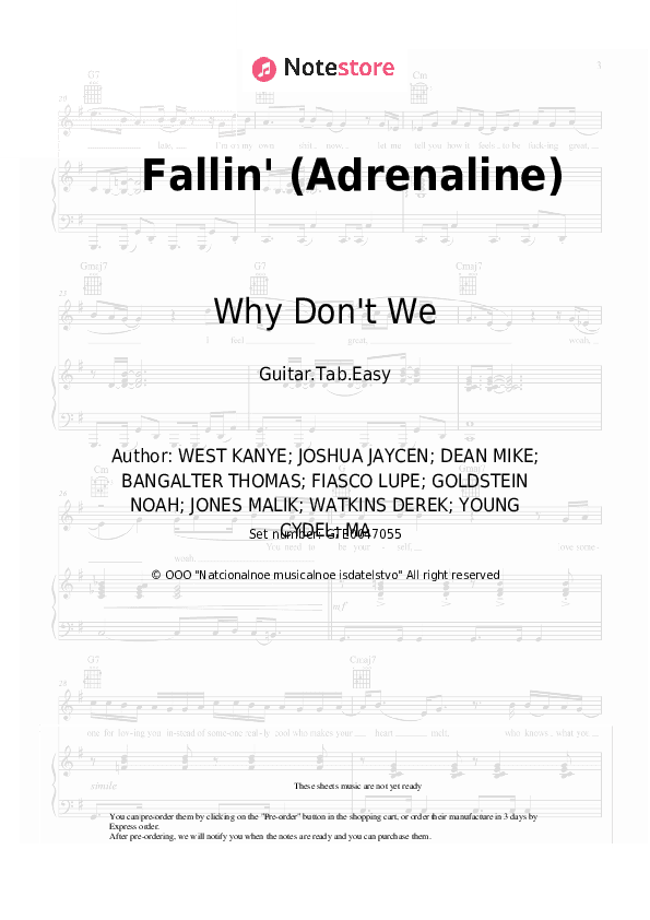 Fallin' (Adrenaline) - Why Don't We Tabs Easy - Guitar.Tab.Easy