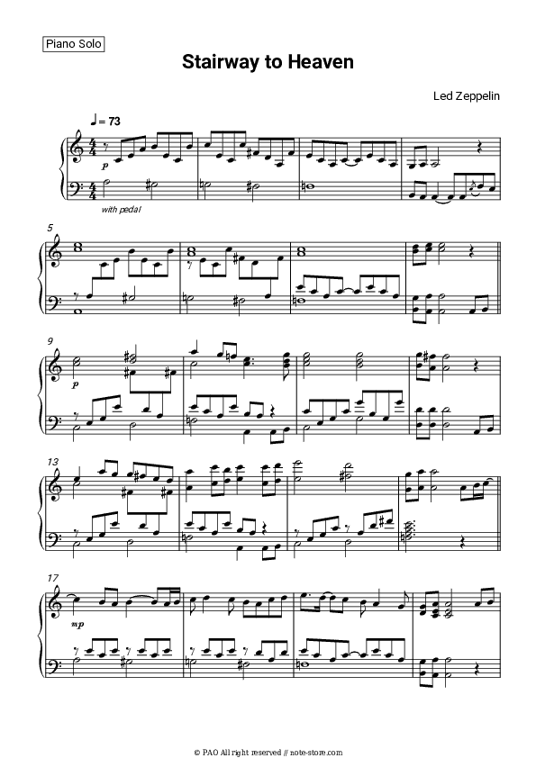 Stairway to Heaven - Led Zeppelin Piano Sheet Music - Piano.Solo