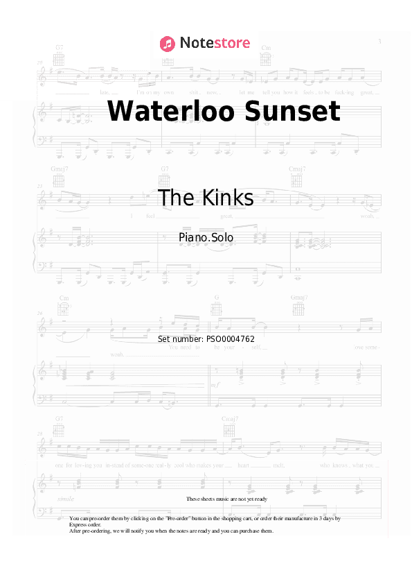 Waterloo Sunset - The Kinks Piano Sheet Music - Piano.Solo