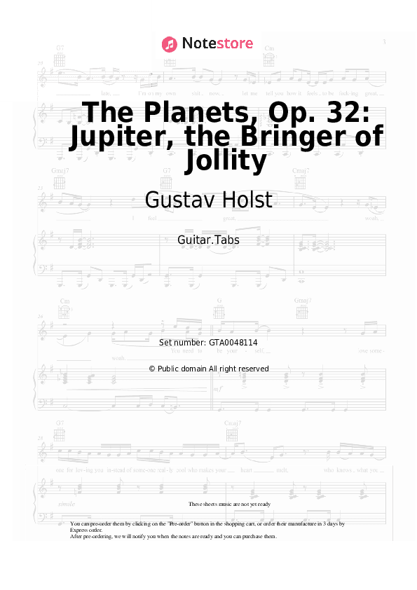 The Planets, Op. 32: Jupiter, the Bringer of Jollity - Gustav Holst Tabs - Guitar.Tabs
