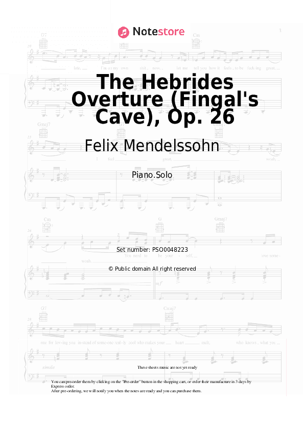 The Hebrides Overture (Fingal's Cave), Op. 26 - Felix Mendelssohn Piano Sheet Music - Piano.Solo