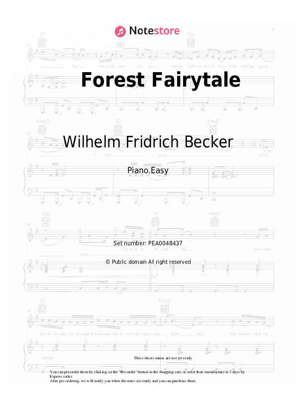 Forest Fairytale - Wilhelm Fridrich Becker Piano Sheet Music Easy - Piano.Easy