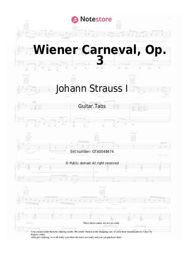 Wiener Carneval, Op. 3 - Johann Strauss I Tabs - Guitar.Tabs