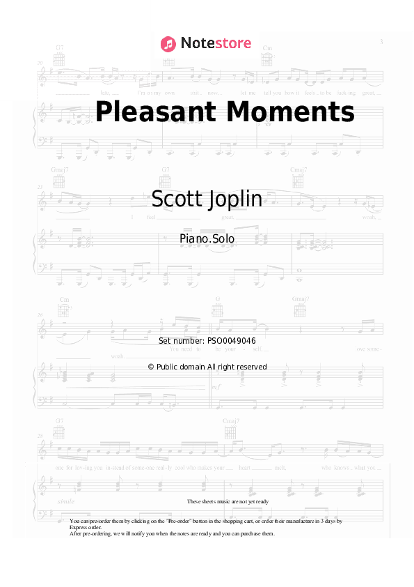 Pleasant Moments - Scott Joplin Piano Sheet Music - Piano.Solo
